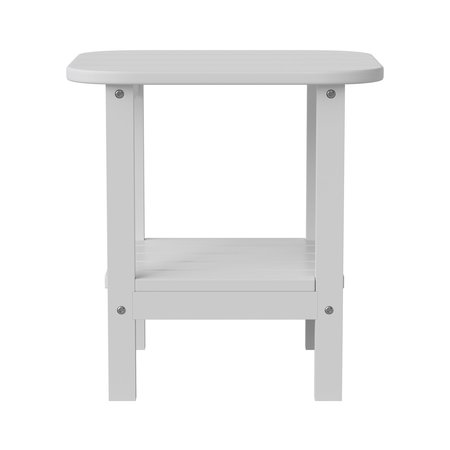 Flash Furniture White 2 Tier Adirondack Style Patio Side Table LE-HMP-1035-1517H-WT-GG